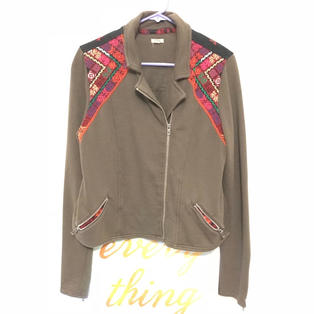 UO ÉCOTE BROWN EMBROIDERED JACKET